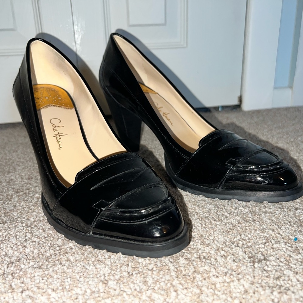 Black Cole Haan loafer heels